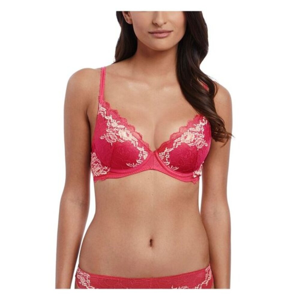 Wacoal Lace Perfection Push Up Bra 30DD Pink Lace Underwired Italian Lingerie